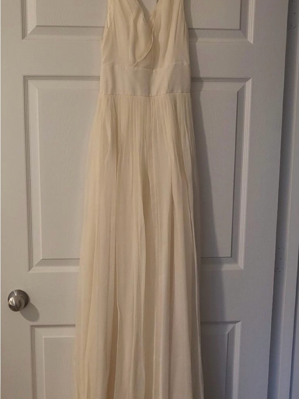 Elegant Cream silk Maxi Dress